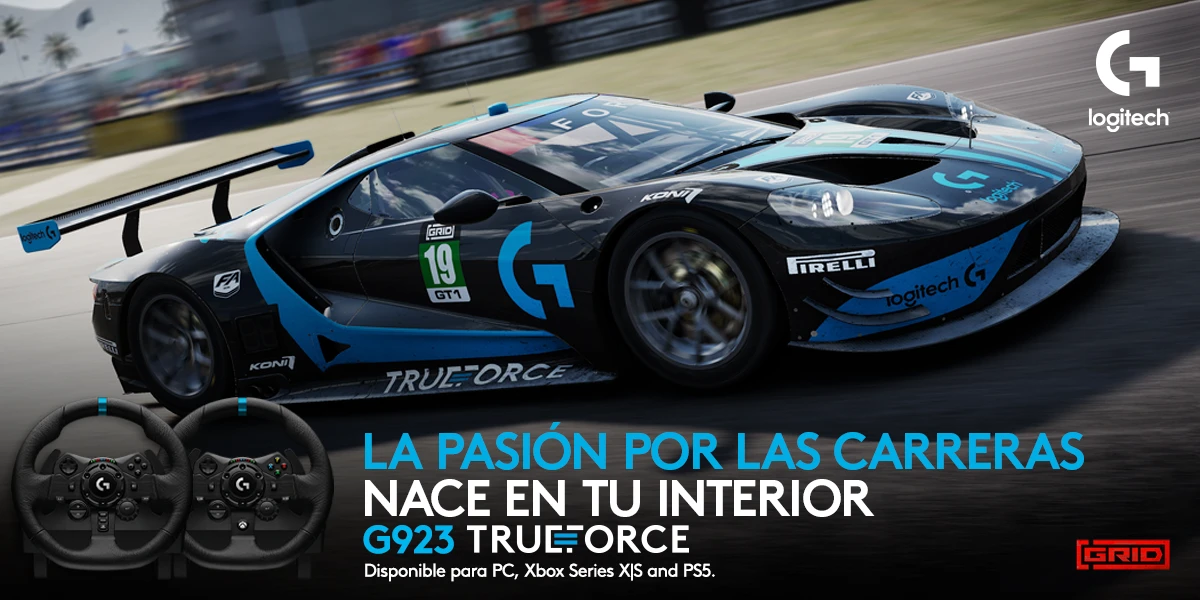 Volante de carreras Logitech G923 TRUEFORCE para simulación de conducción, compatible con PC, Xbox Series X|S y PlayStation 5.