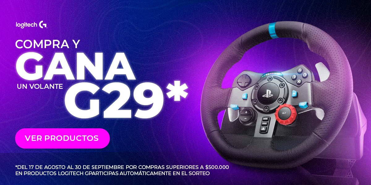 Sorteo volante G29 logitech por compras superiores a $500.000 COP en productos Logitech G