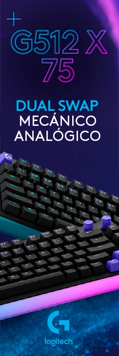 Teclado gamer Logitech G512 X 75 con formato 75% y tecnología Dual Swap, compatible con interruptores mecánicos y analógicos.