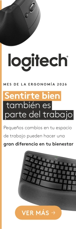 Mes de la Ergonomía 2026 de Logitech con mouse y teclado ergonómicos diseñados para mejorar la comodidad y el bienestar durante la jornada de trabajo.