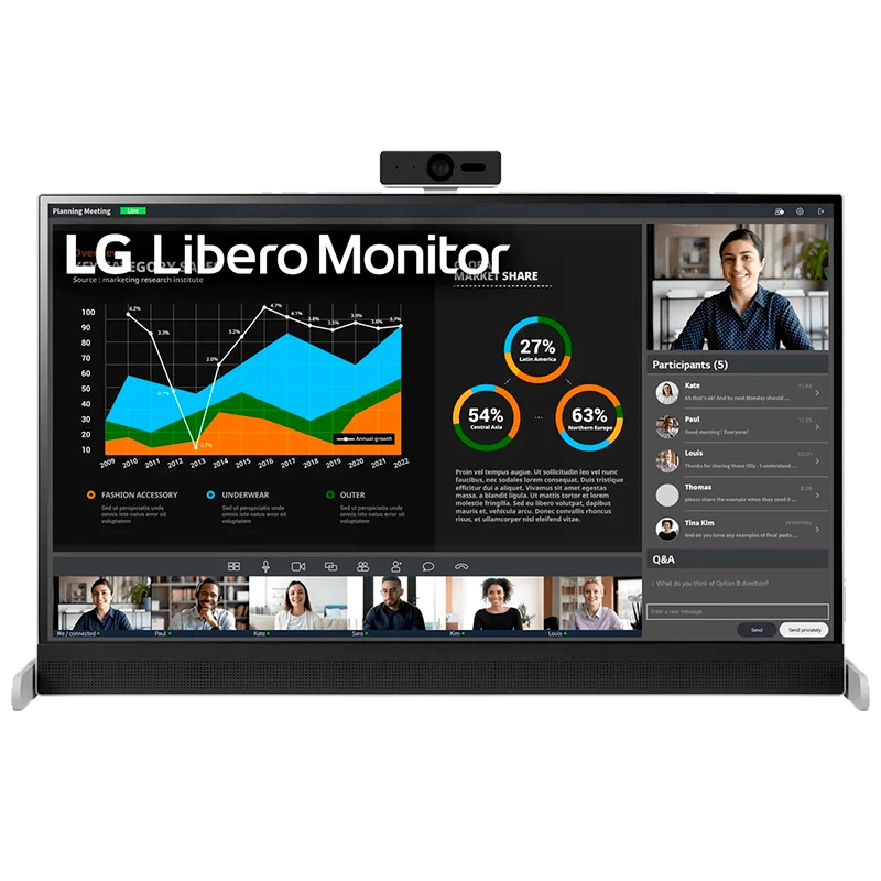Monitor Profesional LG 27" Libero QHD IPS 27BQ70QC-S 5ms (GTG) 60Hz (Cámara Web) 
