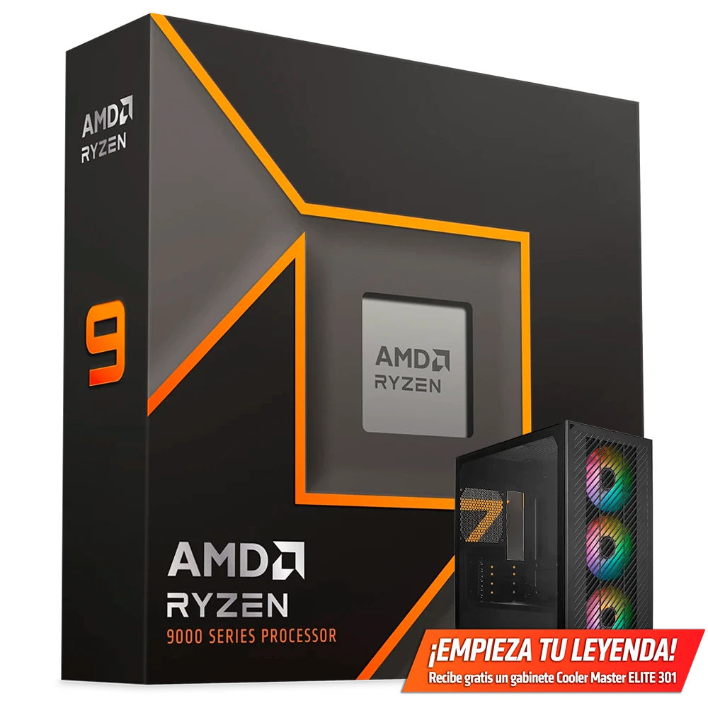 Procesador AMD Ryzen 9 9900X · AMD Socket AM5 · 12 Núcleos / 24 Hilos · 4.4-5.6 GHz · Gráficos AMD Radeon · Sin Disipador