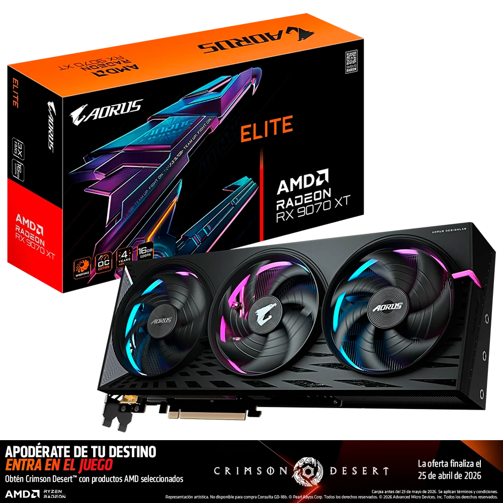 Tarjeta De Vídeo Gigabyte AMD Radeon RX 9070 XT ELITE 16GB