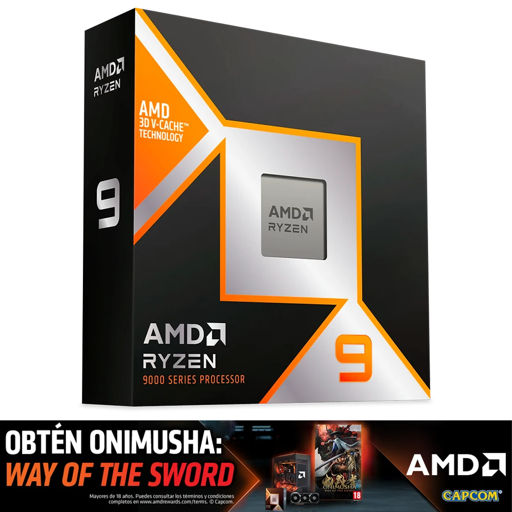Procesador AMD Ryzen 9 9900X3D · AMD Socket AM5 · 12 Núcleos / 24 Hilos · 4.4-5.5 GHz · 128MB Caché L3 · Gráficos AMD Radeon · Sin Disipador