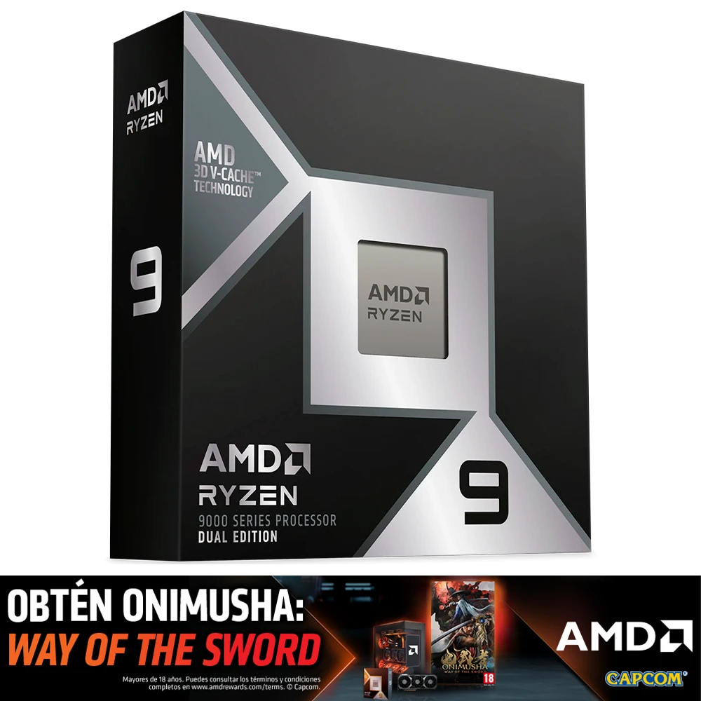 Procesador AMD Ryzen 9 9950X3D2 Dual Edition · AMD Socket AM5 · 16 Núcleos / 32 Hilos · 4.3-5.6 GHz · 192MB Caché L3 · Gráficos AMD Radeon