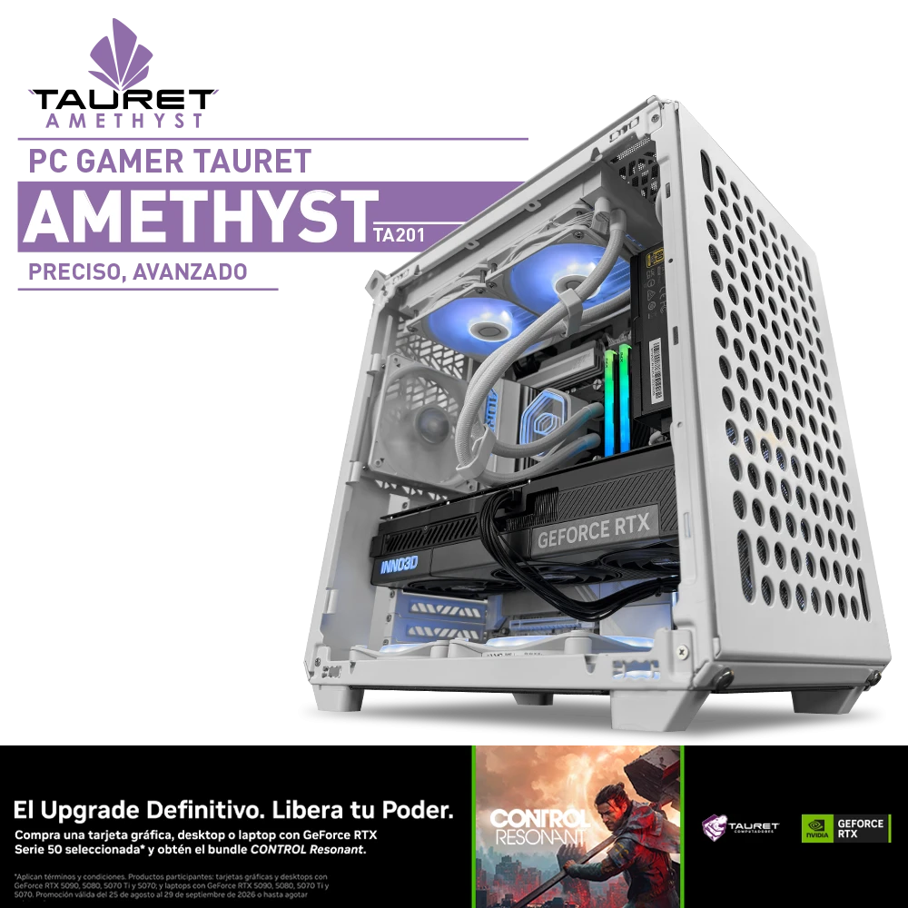 PC Gamer Tauret Amethyst TA201 · AMD Ryzen 7 7800X3D · RTX 5090 32GB · RAM 48GB DDR5 · M.2 2TB