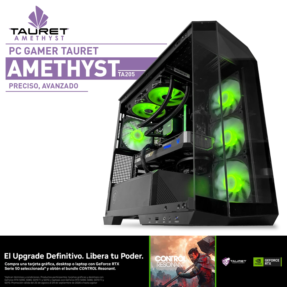 PC Gamer Tauret Amethyst TA205 · AMD Ryzen 7 5800XT · RTX 5070 12GB · RAM 32GB DDR4 · M.2 1TB